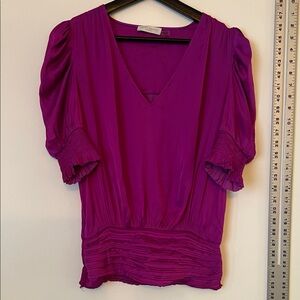 Ramy Brook Magenta V-Neck Blouse